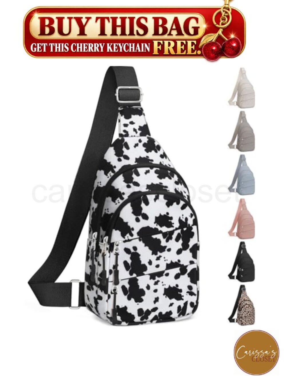 ✨ Tuwubi Crossbody Sling Bag Oxford Fabric Adjustable Strap 5 Zipper Pockets
